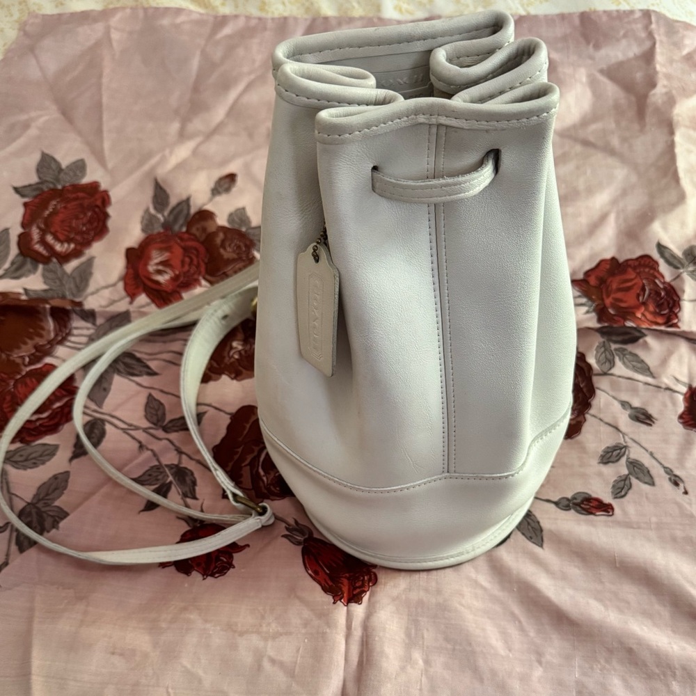 Vintage Coach White Leather Bucket Bag - SOLD